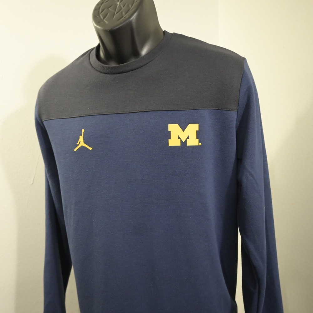 Jordan Michigan Wolverines Training Shirt Mens M Navy Blue Colorblock Dri-FIT
